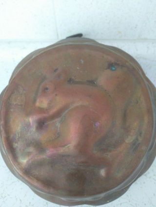 Antique Solid Copper Mold (not Tin Lined) 8.  5 " Squirrel Patina Needs Cleaning