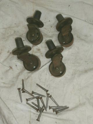 Set Of 4 Vintage Antique Piano Wheels Casters With Screws