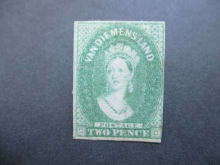 Tasmania Stamps: 2d Green Chalon Imperf - Rare - (i409)