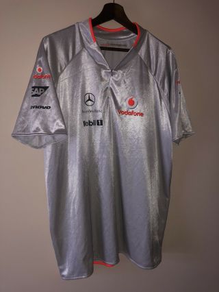 Vodaphone Mclaren Mercedes F1 Formula One Rare Vintage Silver T Shirt 1/4 Zip Xl