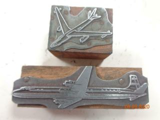 Printing Letterpress Printer Block Detailed Commercial Airplanes Antique