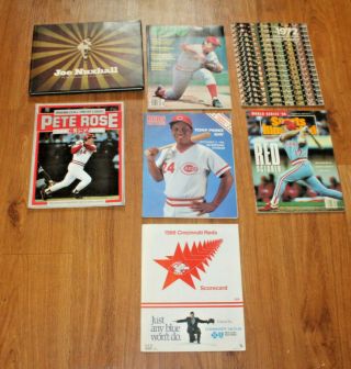 7 Rare Baseball Cincinnati Reds Program Book Magazines Perez Nuxhall Scorecard