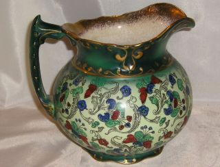 Antique D.  F.  Haynes Co.  of Baltimore Floral White Gold Green Pitcher - 1900 - 1914 2
