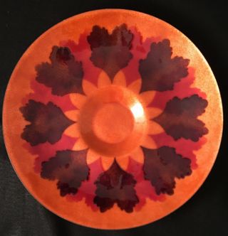 Annemarie Davidson Enamel On Copper 12” Plate Mid - Century Leaf Pattern