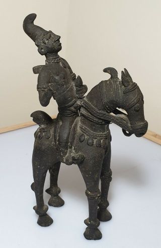 A Rare 17th/18thc South Indian Tamil Nadu Bronze Of Lord Khandoba On Horseback.