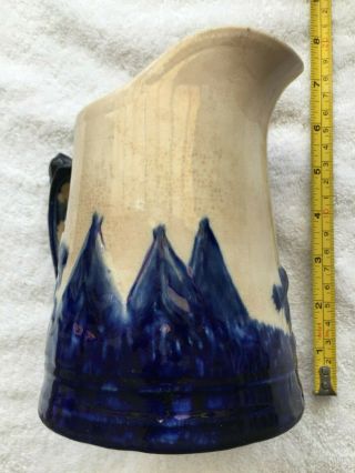 Antique Old Sleepy Eye Indian & Mountain 6 3/4 " Pitcher Monmouth Pottery Chipped