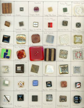 9 X 12 Card Of Square Buttons In A Variety Of Materials