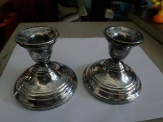 2 Vintage Preisner Sterling Silver Candle Sticks Weighted Matching Pair Polished