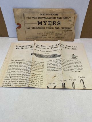 Antique Vintage Myers Hay Hook Pulley Barn Tool Ashland Ohio Oh Papers Envelope