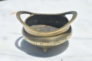 Chinese Etched Brass Bowl Censer/incense Burner 3 Footed - Ming Xuande Mark