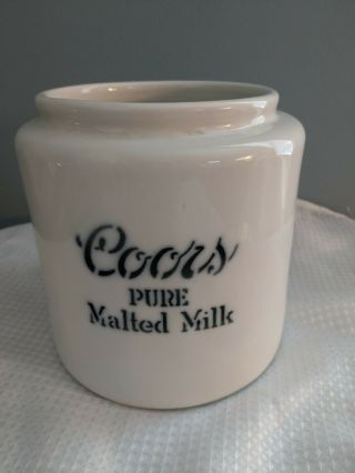 1930’s Coors Pottery Pure Malted Milk Ice Cream Fountain Ceramic Crock Rare