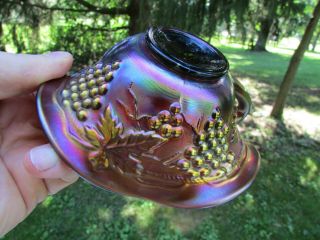 Northwood GRAPE & CABLE ANTIQUE CARNIVAL GLASS WHIMSEY PIN TRAY PURPLE 2