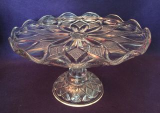 Eapg Antique Pattern Large Maryland Cake Stand U.  S.  Glass 15049