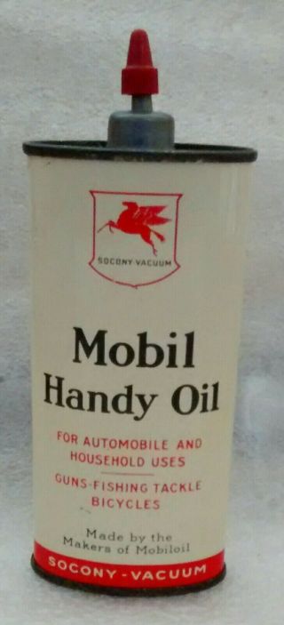 Early Socony - Vacuum Mobil Handy Oil Oval Handy Oiler Can Lead Top Very Rare
