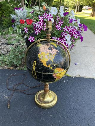 Vintage Crams Universal Terrestrial 10 1/2 Inch Globe Lamp Reploggle World