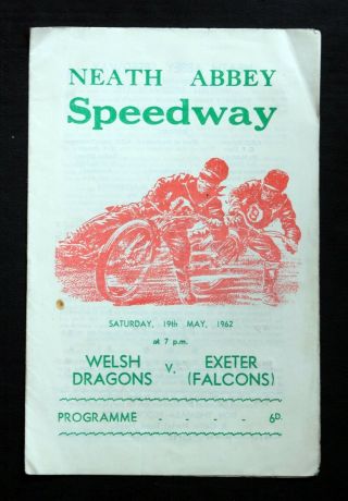 Rare Old Vintage Speedway Programme Neath V Exeter From 1962