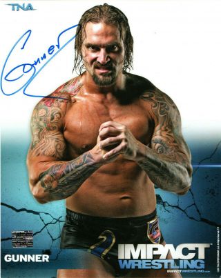 Gunner P - 17 Rare Hand Signed Autograph Official Tna 10x8 Promo Photo Card Proof