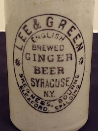 ANTIQUE STONEWARE BOTTLE / LEE & GREEN ENGLISH BREWED GINGER BEER SYRACUSE NY 3
