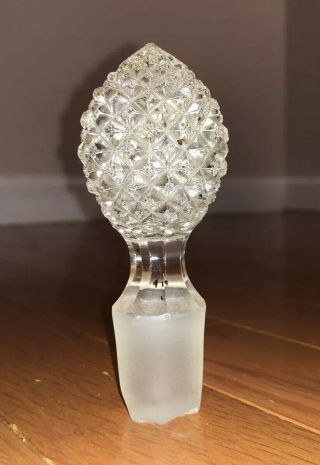 Antique Abp Cut Glass Clear Crystal Faceted Bottle Decanter Stopper 3 - 1/2 "