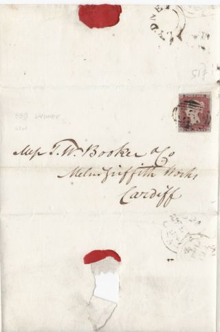 1847 Qv Gloucester Rare Lydney Udc On Cover With A 4 Margin 1d Penny Red Stamp