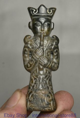 7.  5cm Rare Old Chinese Hongshan Culture Jade Carving Civil Servants Pendant A25