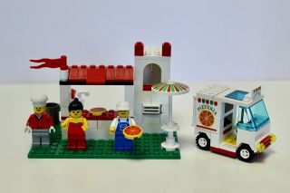 Vintage Lego Pizza To Go (6350),  Incompl.  But Incls.  Minifigs And Delivery Truck