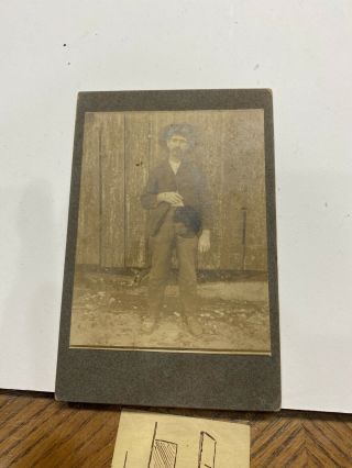 4.  5” X 6.  25” Cabinet Photo Of A Real Cowboy Name Is T J Shastsin Rare