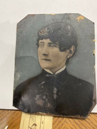 285 X 6.  5” Tin Type Photo Of A Lady Very Rare To Find Them This Big