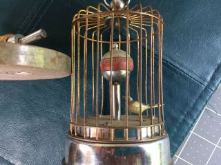 Unusual Antique Singing Bird Cage Music Box Automaton With Stand For Repair
