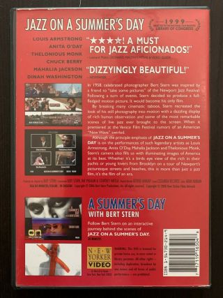 Jazz On A Summer ' s Day DVD US 2000 Bert Stern Louis Armstrong RARE OOP Like 2