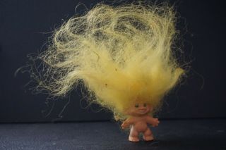 Vintage She S.  H.  E.  Troll Pencil Topper Yellow Blond Hair Green Eyes 1.  5 "