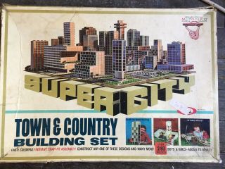 Vintage 1960’s Ideal City Town & Country Building Set 250 Piece