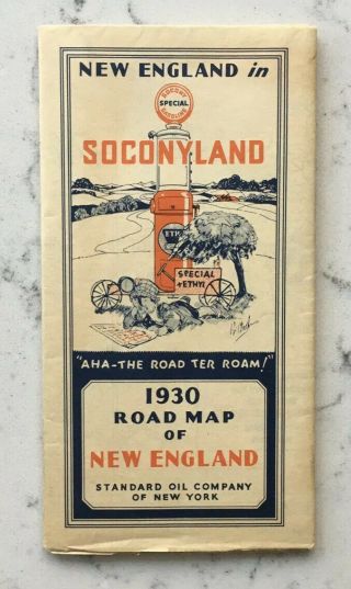 Antique Socony Standard Oil 1930 Road Map Of England Travel Brochure