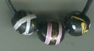 African Trade Beads Vintage Venetian Old Glass 3 Rare Assorted Type Black Fancy
