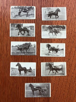 9 Tiedemanns Tobak Norwegian Edition Horse Racing Tobacco Cards Very Rare 1930