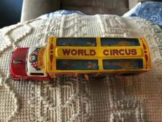Rare Antique Tin Toy Japanese TN Nomura Ford World Circus Truck Car Japan - 2