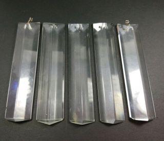 5 Rare Vintage 3 - 7/8 " Rectangular Spear Crystal Glass Prism As Found Z61