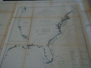 Antique Map " Sketch Progress Of The Survey Atlantic Gulf Of Mexico & Pacific C.