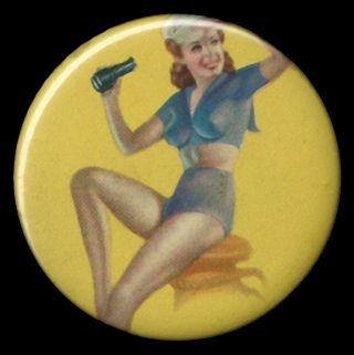 Rare Vintage Harry C.  Bradley Pin Up Girl Compact Pocket Mirror 1940’s