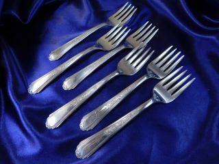 Plymouth Jewel By International Plated Silver Salad Fork Set Of 8 - Very Good
