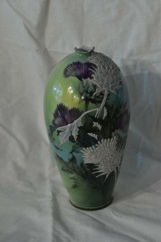 Antique Japanese Nippon Porcelain Hand Painted & Moriage Flower Vase