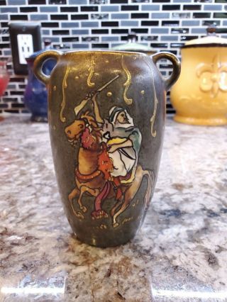 Antique Rare Stellmacher Teplitz Arts And Crafts Vase Gold Highlights