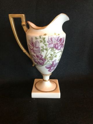 Antique American Belleek Cac (pre - Lenox) Porcelain Cream Pitcher,  Hand - Painted