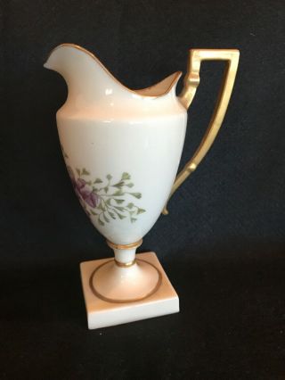 Antique American Belleek CAC (pre - Lenox) porcelain cream pitcher,  hand - painted 2