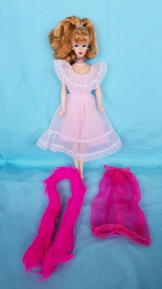 Vintage Barbie Doll Dress Clothes Sheer Pink Nightie Shawl