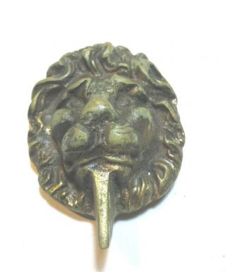 Antique Victorian Brass Door Knocker Lion 4 Ring Backplate