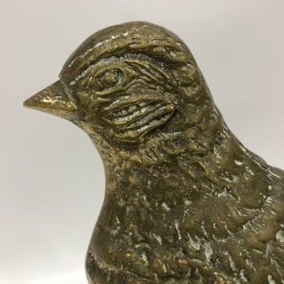 Vintage Pheasant Bird Brass Sculpture Folk Art Rare Standing 17” Long 2