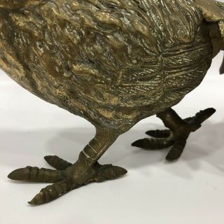Vintage Pheasant Bird Brass Sculpture Folk Art Rare Standing 17” Long 3