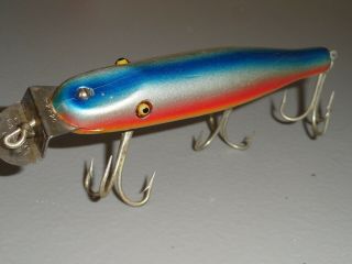Vintage Fishing Lure Wooden Creek Chub Pikie Series 708 Rainbow Glass Eyes 1920