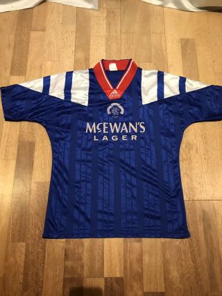 Rare Classic Glasgow Rangers Home 92 - 94 Vintage Football Shirt Top Jersey Adidas
